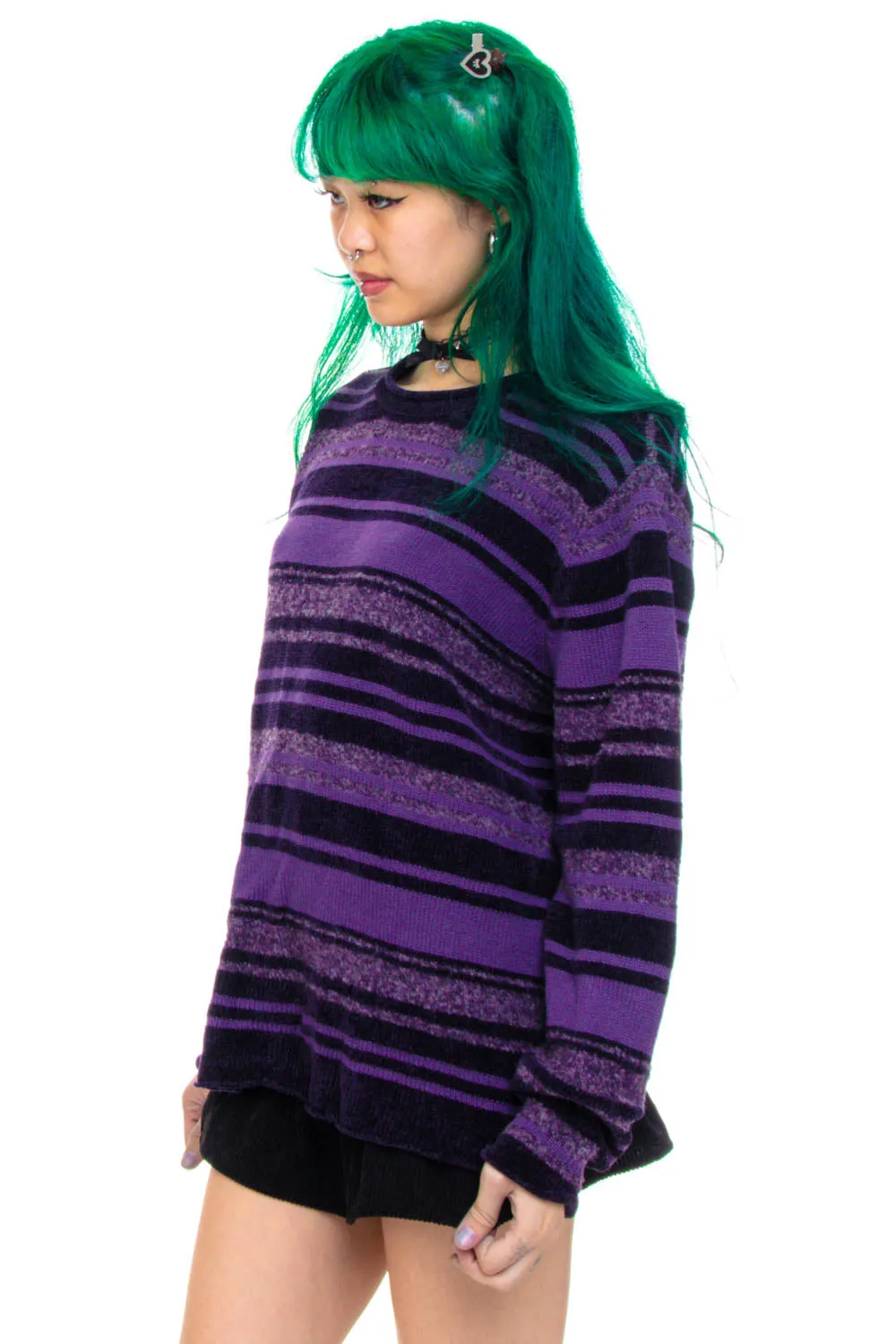 Vintage Y2K Purple Stripe Sweater - XS/S sold by Tunnel Vision product image thumbnail 3