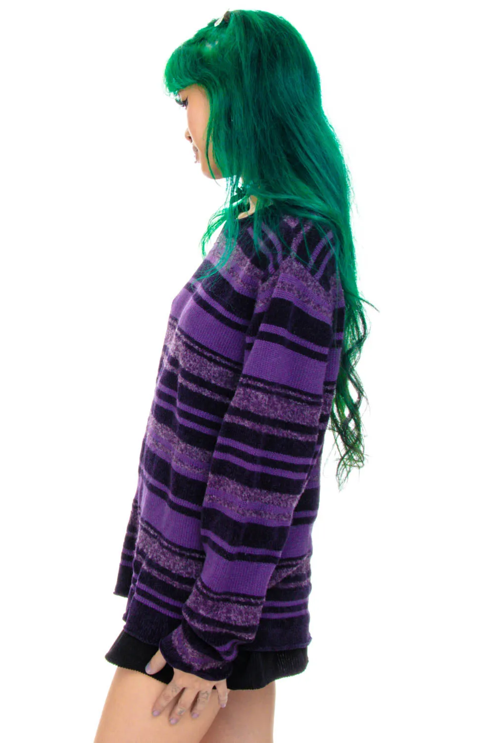 Vintage Y2K Purple Stripe Sweater - XS/S sold by Tunnel Vision product image thumbnail 4