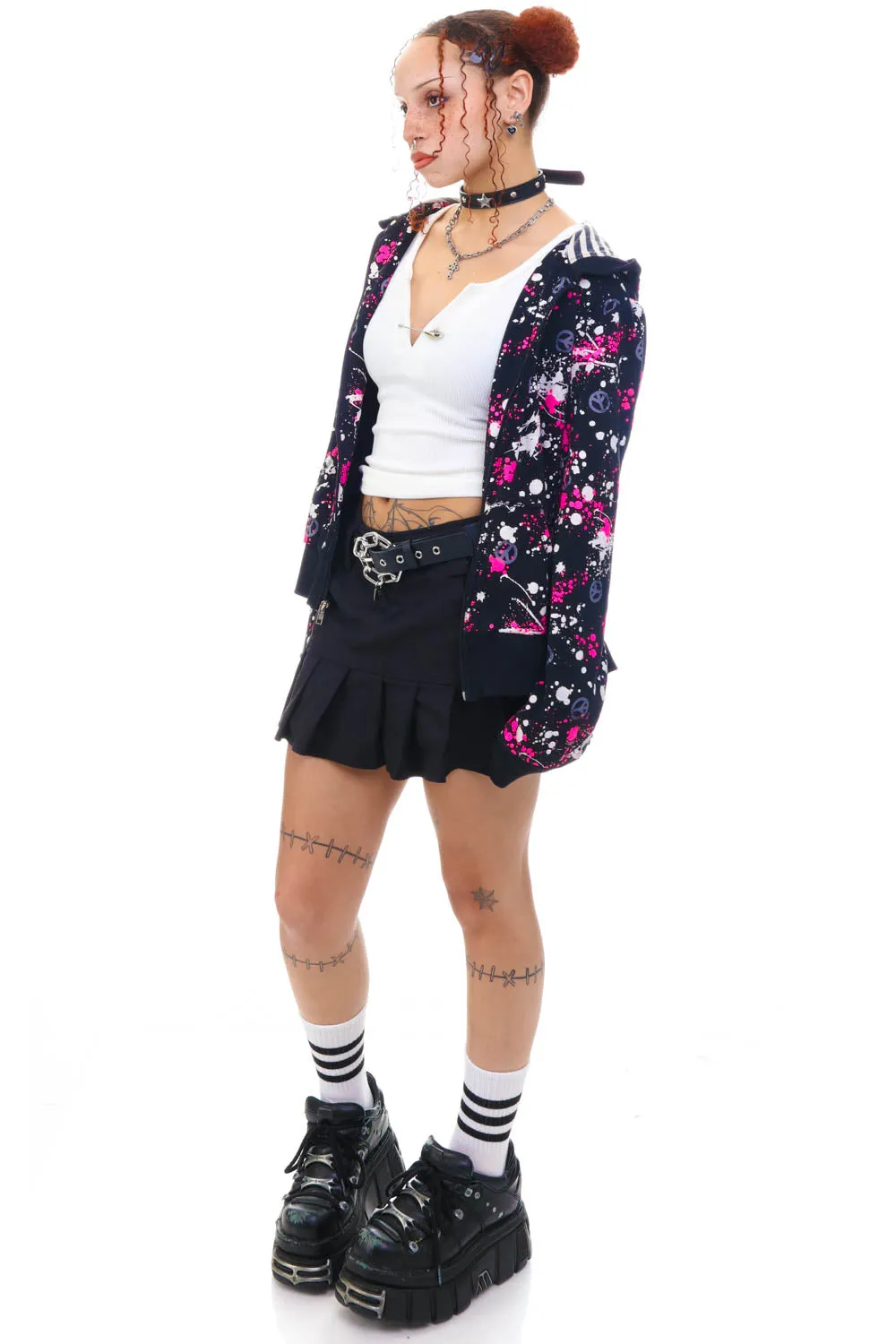 Vintage Y2K Peace & Splatter Zip- Up Hoodie - OSFM sold by Tunnel Vision product image thumbnail 3