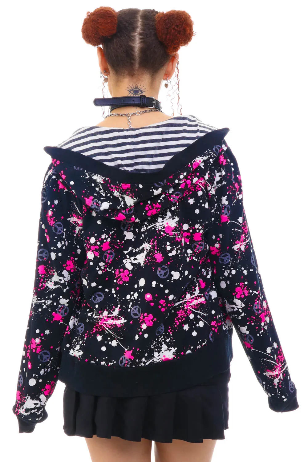 Vintage Y2K Peace & Splatter Zip- Up Hoodie - OSFM sold by Tunnel Vision product image thumbnail 5