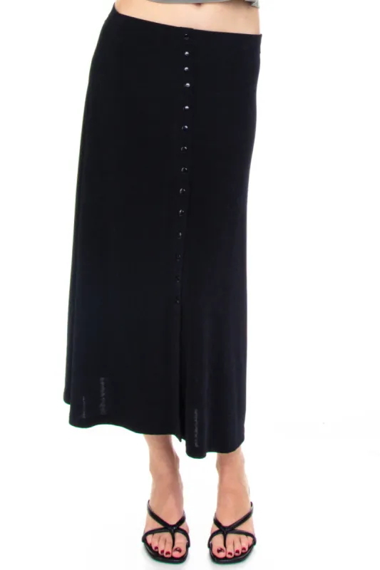 Vintage 90's Black Button Me Up Maxi Skirt - S/M sold by Tunnel Vision