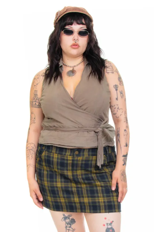 Vintage 90's Cement Collar Wrap Top - L/XL/2X sold by Tunnel Vision