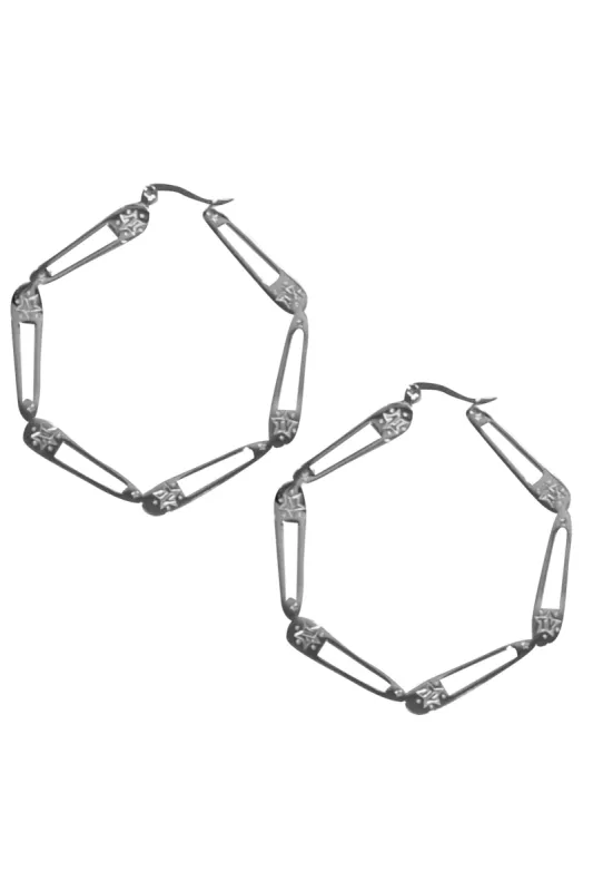 Safety Pin Hoop Earrings sold by Tunnel Vision