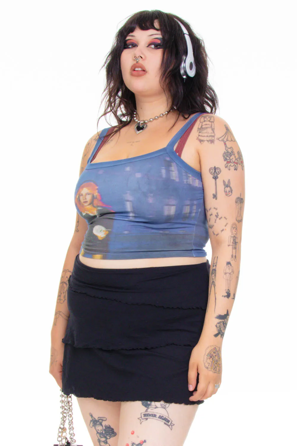 Vintage Y2K Black Ruffle Mesh Mini Skirt - L/XL sold by Tunnel Vision product image thumbnail 4