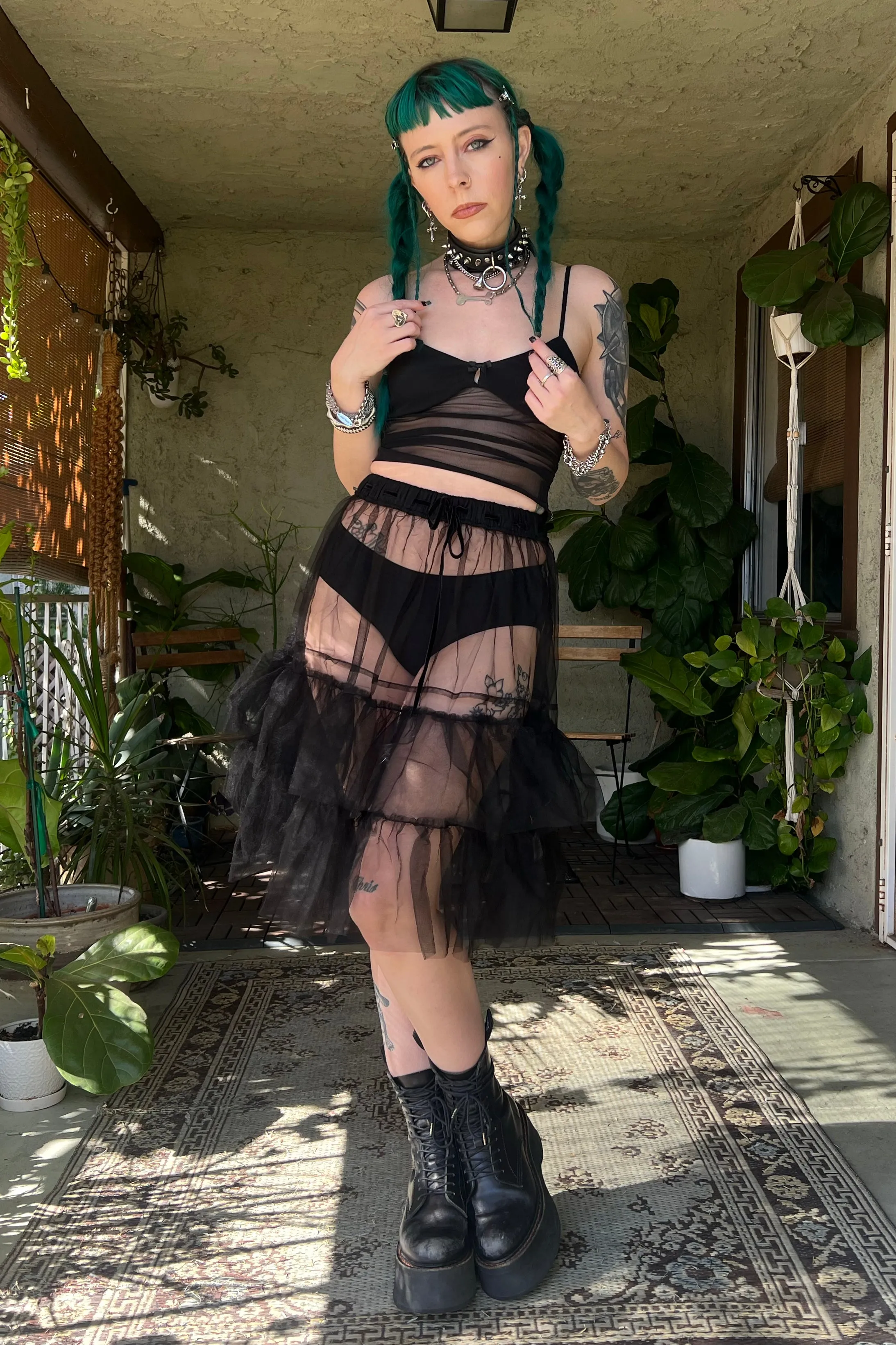 Louisa May Sheer Black Ruffle Skirt sold by Tunnel Vision product image thumbnail 2