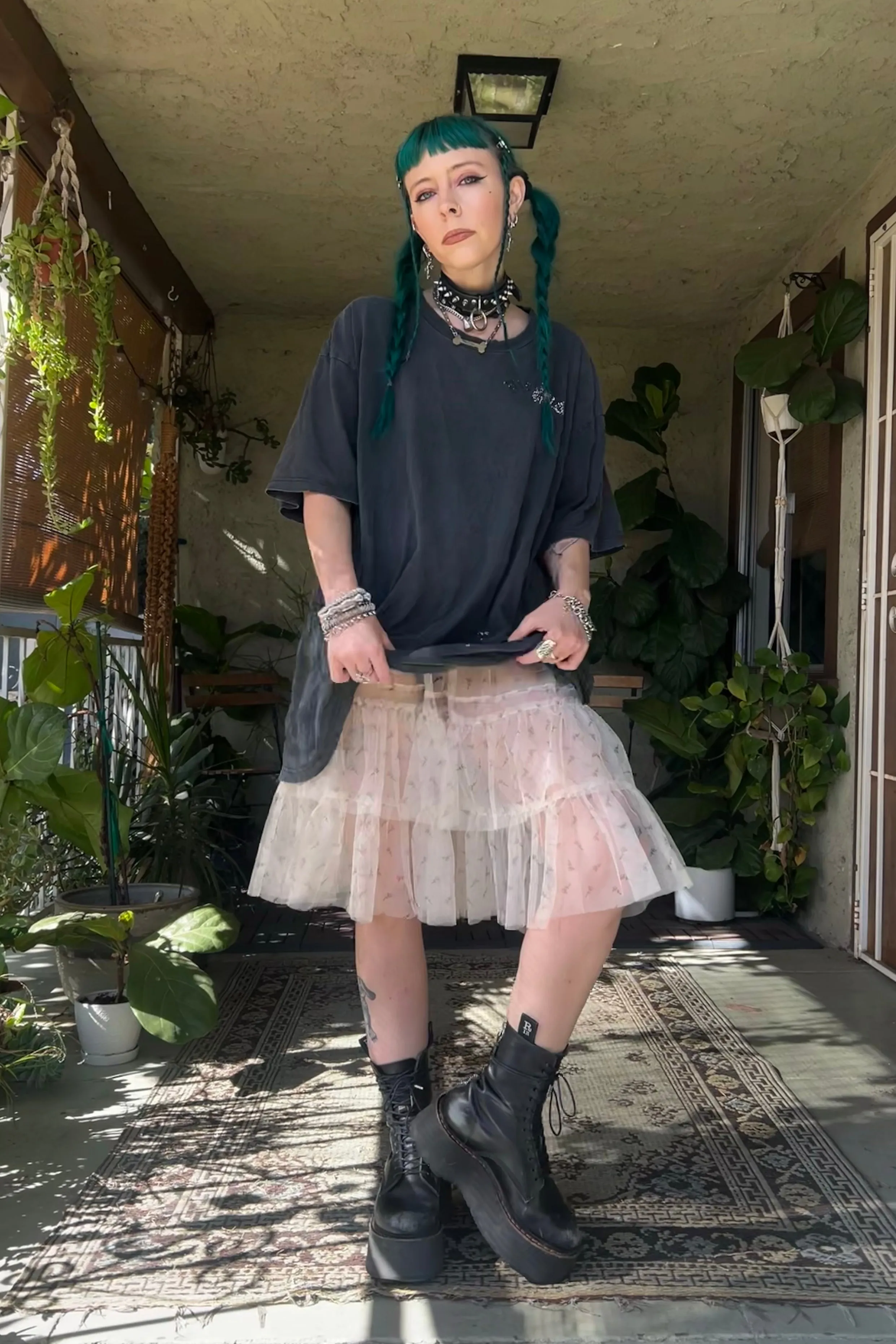 Louisa May Sheer Floral Ruffle Skirt sold by Tunnel Vision product image thumbnail 4