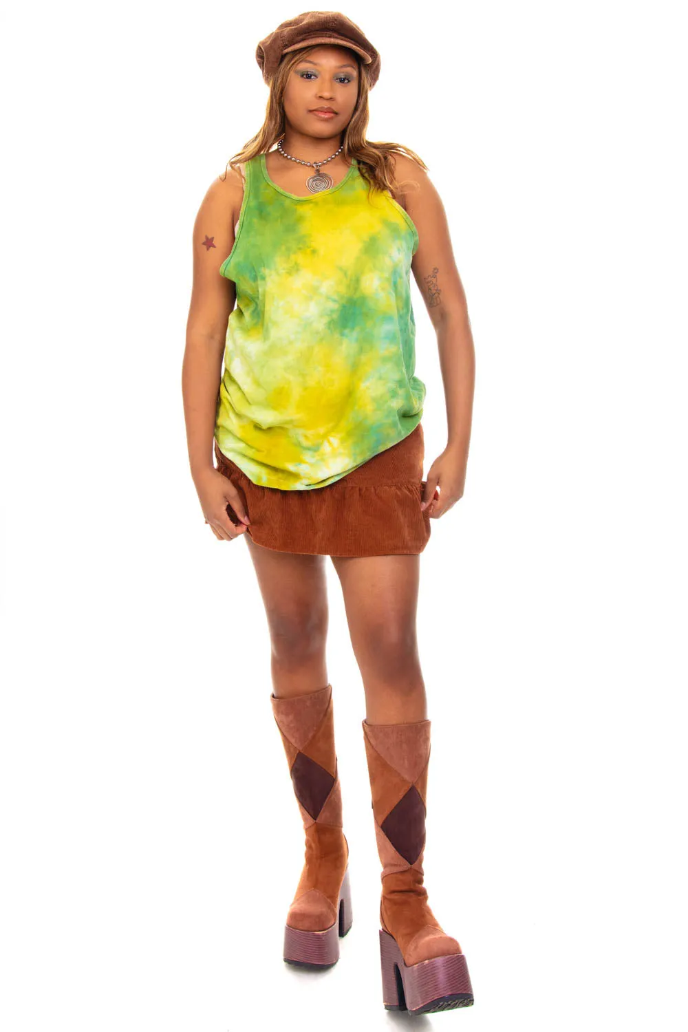 Vintage Y2K Green Tie-Dye Tank Top - OSFM sold by Tunnel Vision product image thumbnail 2