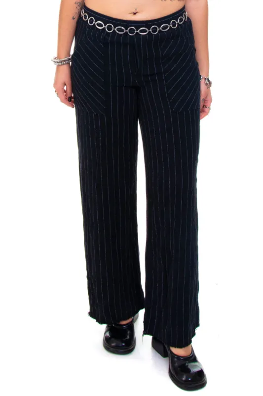 Vintage 90's High-Waisted Pinstripe Pants - L sold by Tunnel Vision