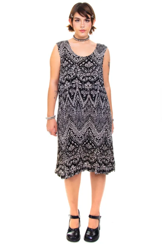 Vintage 90's Black Paisley Flower Tank Dress - OSFM sold by Tunnel Vision