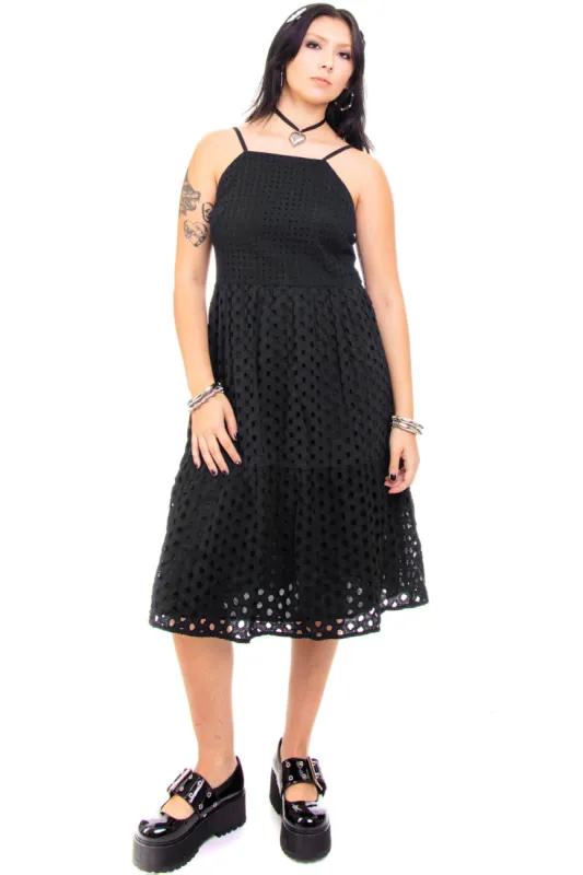 Vintage Y2K Black Eyelet Dress - M sold by Tunnel Vision
