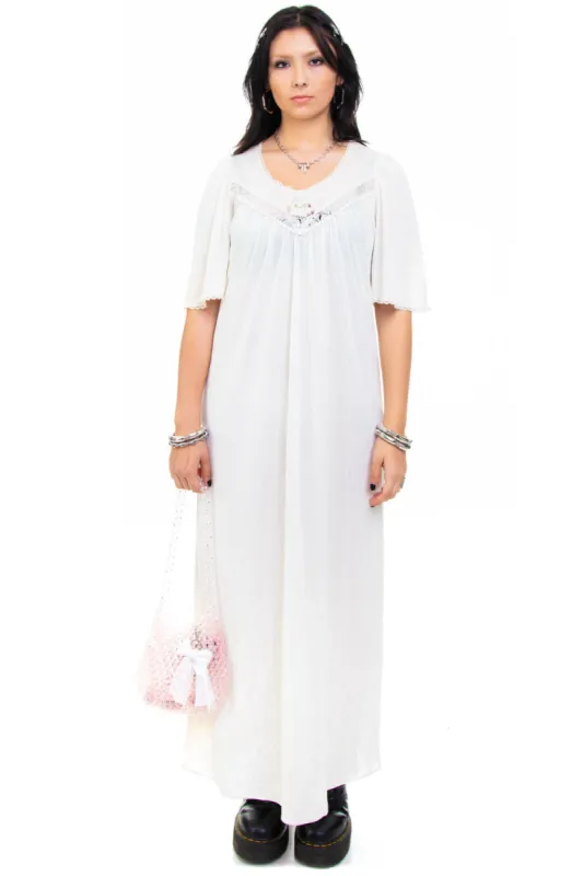 Vintage 90's Angel Lace Short Sleeve Maxi Dress - S/M sold by Tunnel Vision