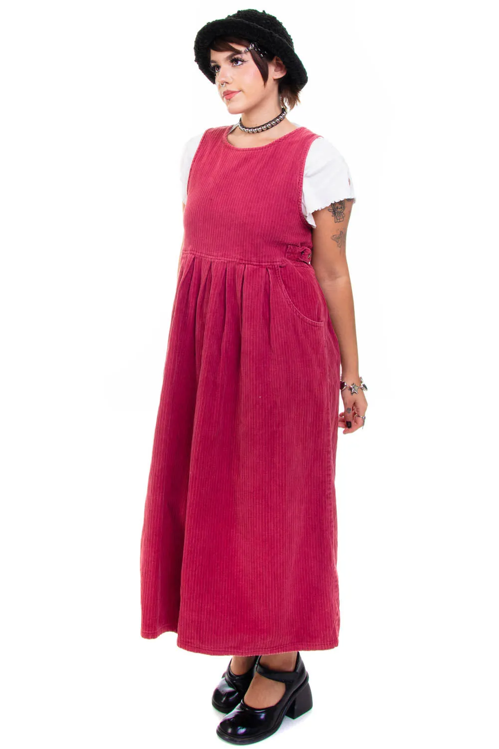 Vintage 90's Real Comfort Pink Corduroy Tank Overall Dress - M/L sold by Tunnel Vision product image thumbnail 2