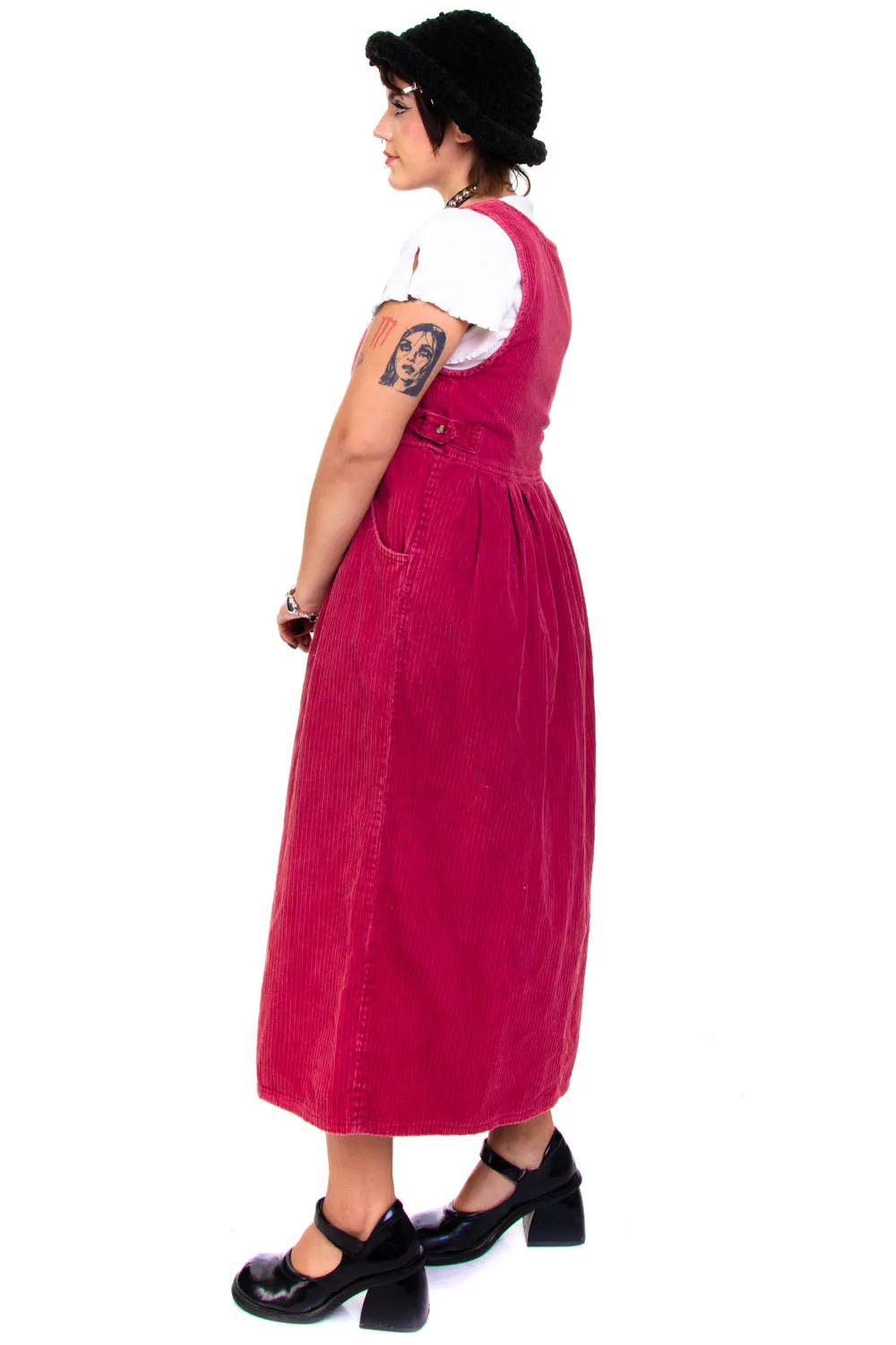 Vintage 90's Real Comfort Pink Corduroy Tank Overall Dress - M/L sold by Tunnel Vision product image thumbnail 3