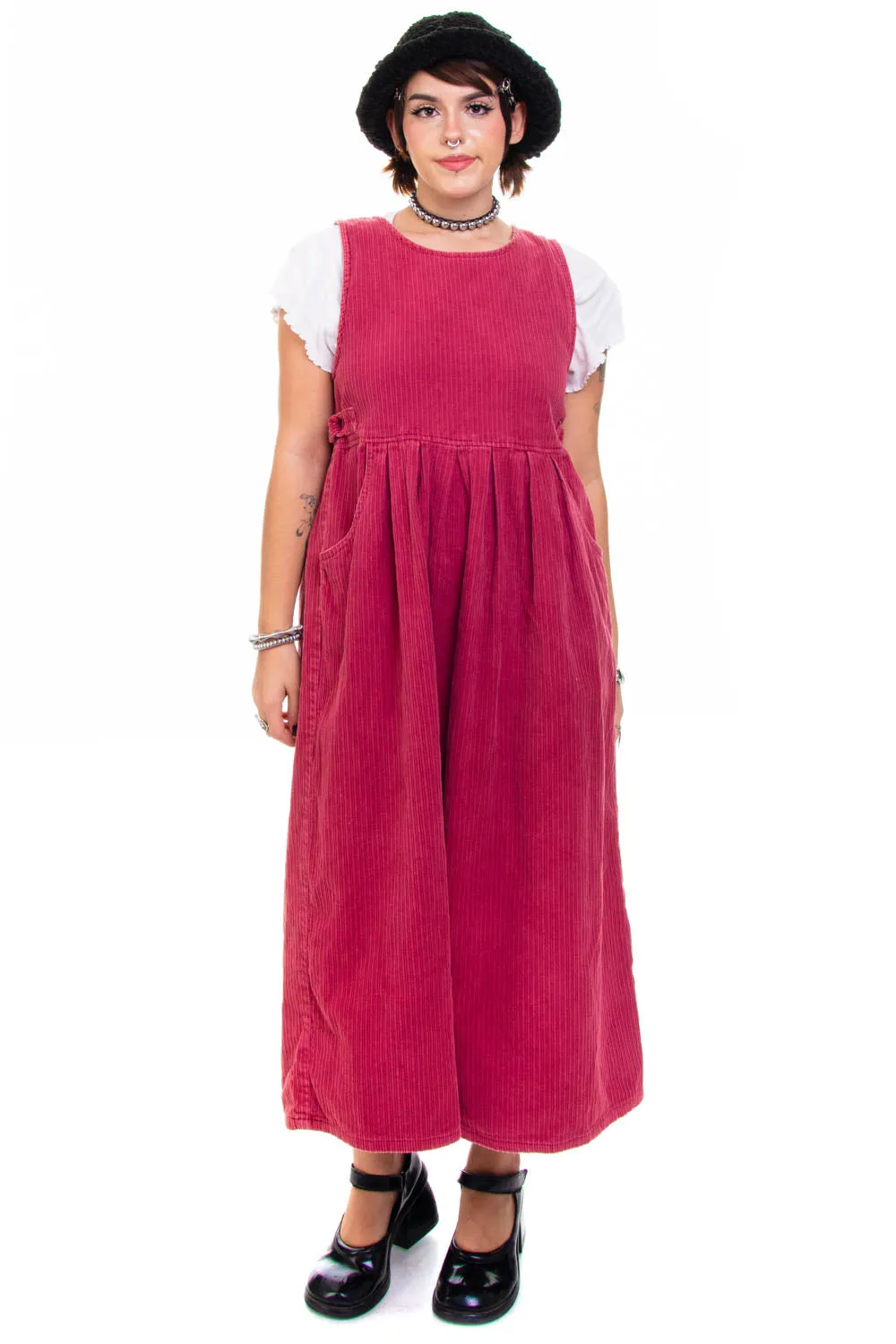 Vintage 90's Real Comfort Pink Corduroy Tank Overall Dress - M/L sold by Tunnel Vision