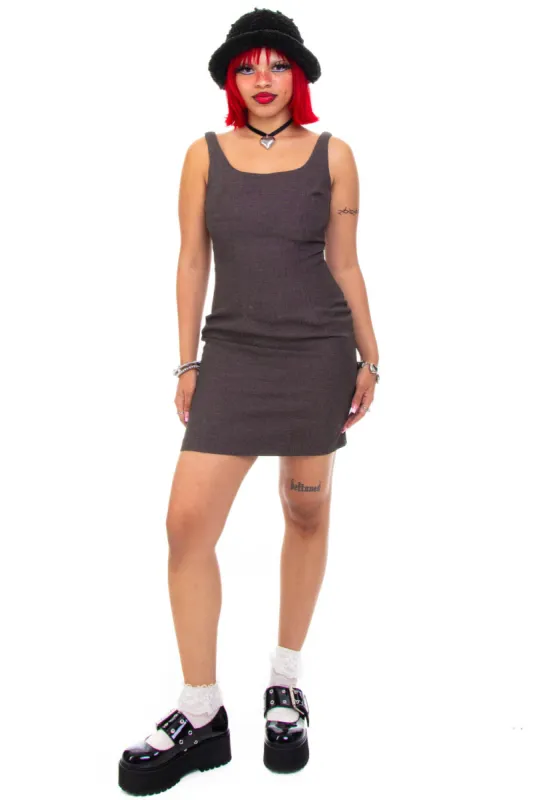 Vintage 90's Brown Twill Tank Dress - S/M sold by Tunnel Vision