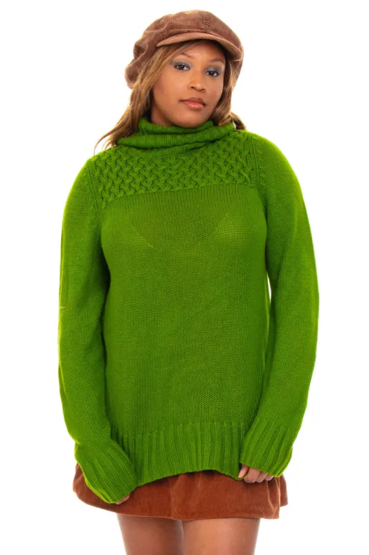 Vintage Y2K Fern Green Turtle Neck Sweater - OSFM sold by Tunnel Vision
