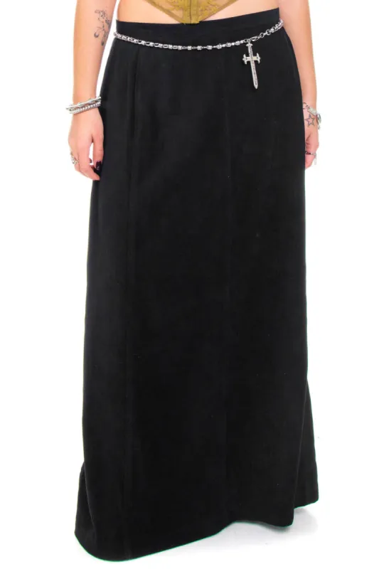 Vintage 90's Classic Black Maxi Skirt - L sold by Tunnel Vision