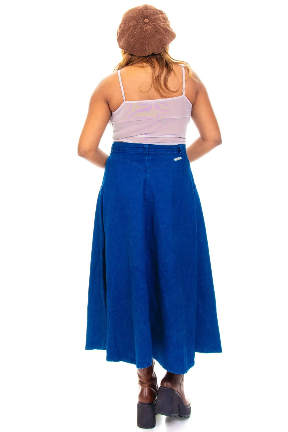 Vintage 80's Miss Denim Blue Maxi Skirt - L sold by Tunnel Vision product image thumbnail 4
