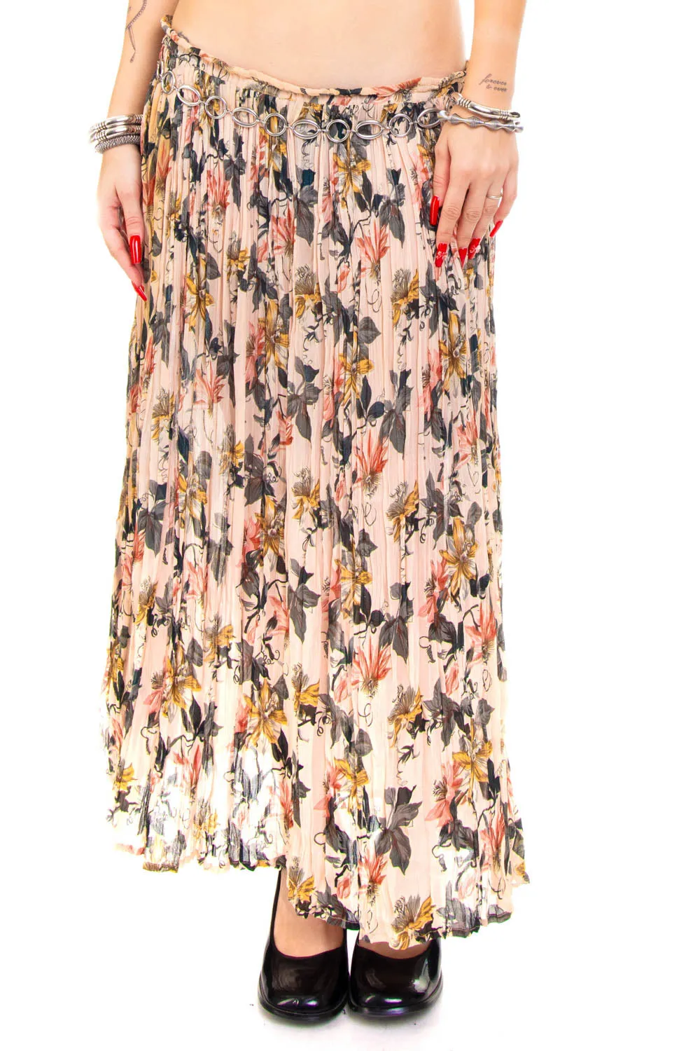 Vintage 90's Pale Pink Floral Max Skirt - M/L sold by Tunnel Vision