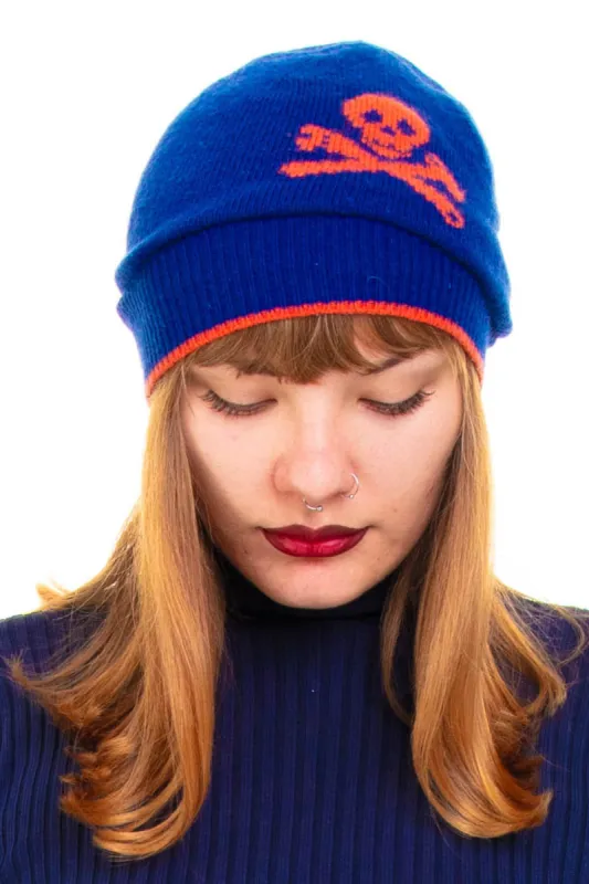Vintage Y2K Moody Blue Skull Knit Beanie sold by Tunnel Vision