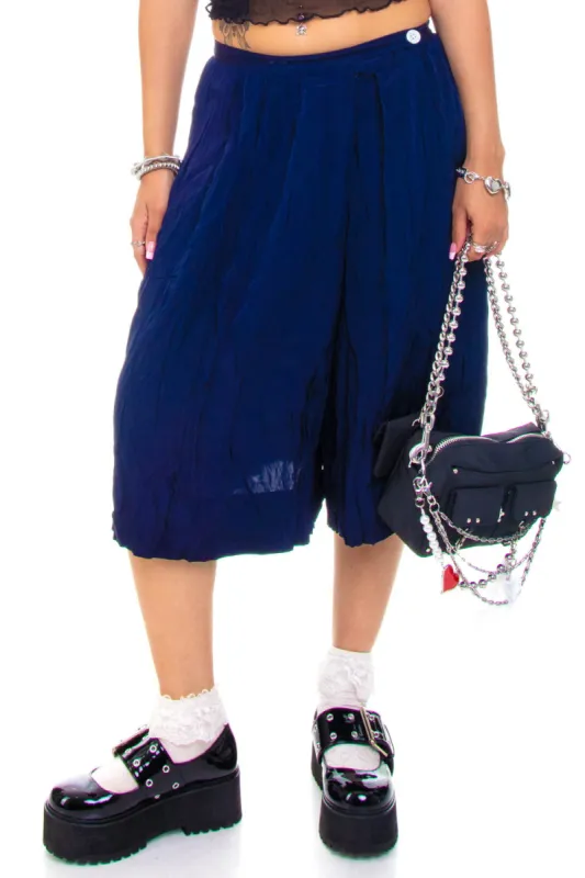 Vintage 80's Navy High-Waisted Culotte Pants - M sold by Tunnel Vision