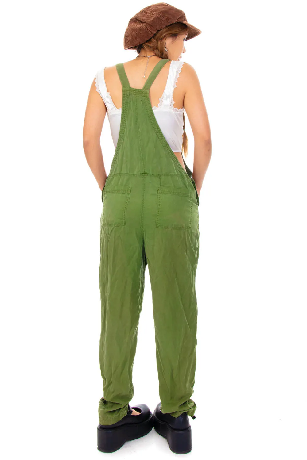 Vintage Y2K Soft Olive Denim Overalls - S/M sold by Tunnel Vision product image thumbnail 5
