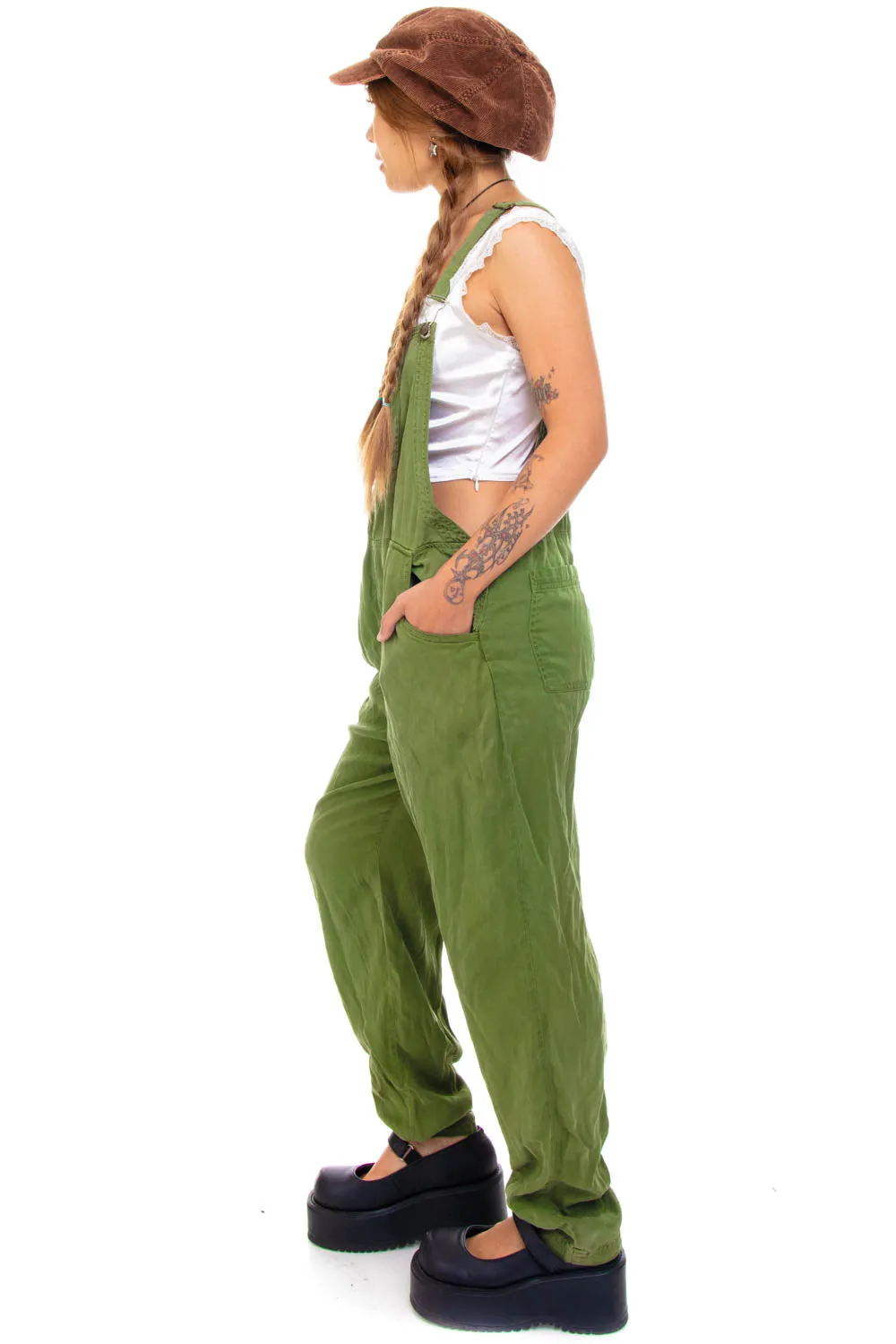 Vintage Y2K Soft Olive Denim Overalls - S/M sold by Tunnel Vision product image thumbnail 4