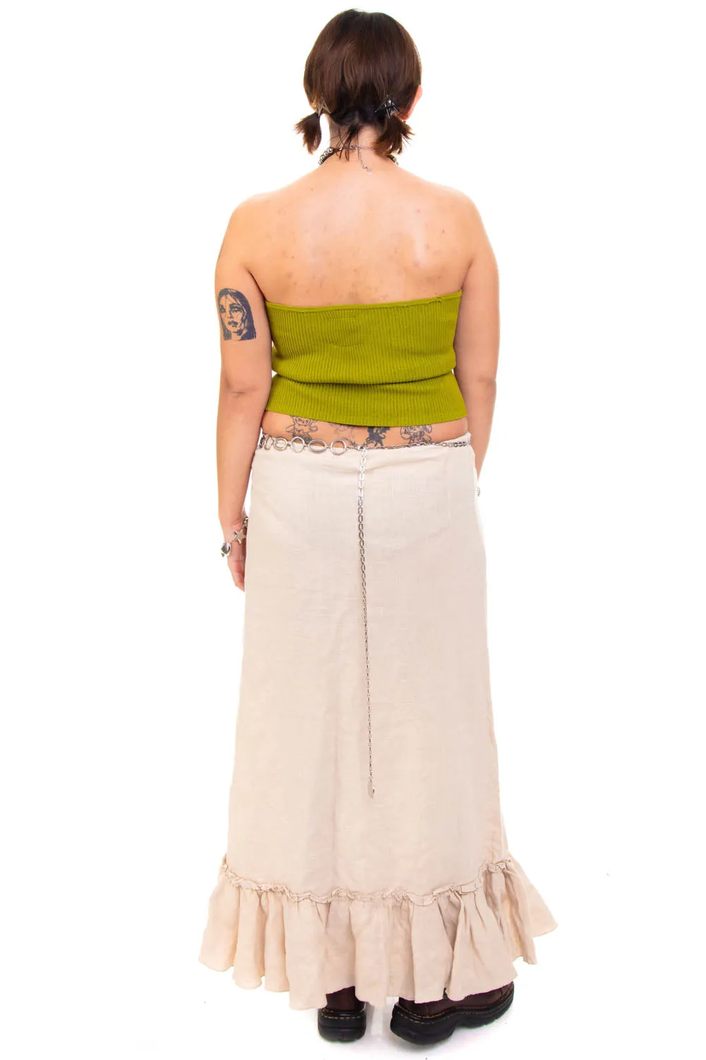 Vintage Y2K Sandy Linen Ruffle Maxi Skirt - L sold by Tunnel Vision product image thumbnail 5