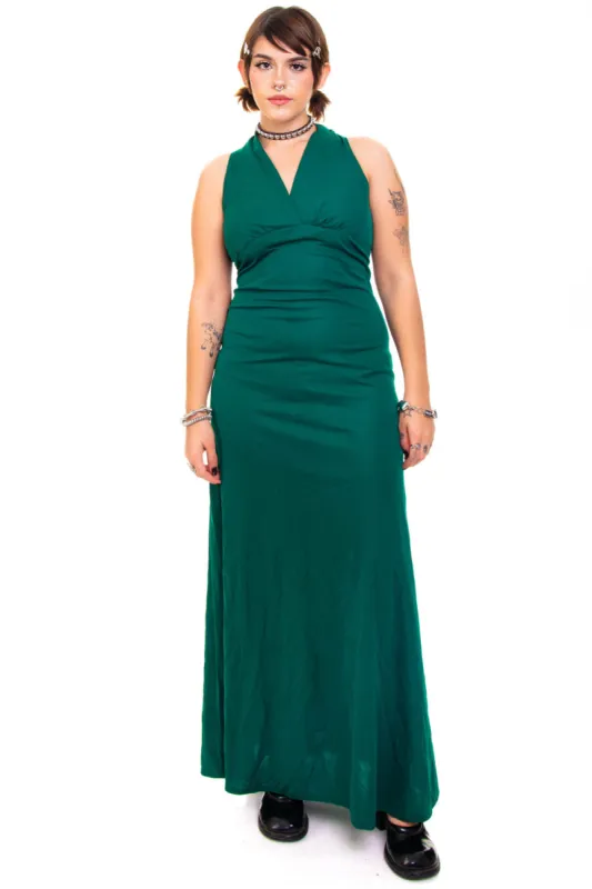 Vintage 70's Wicked Green Maxi Dress - M/L sold by Tunnel Vision