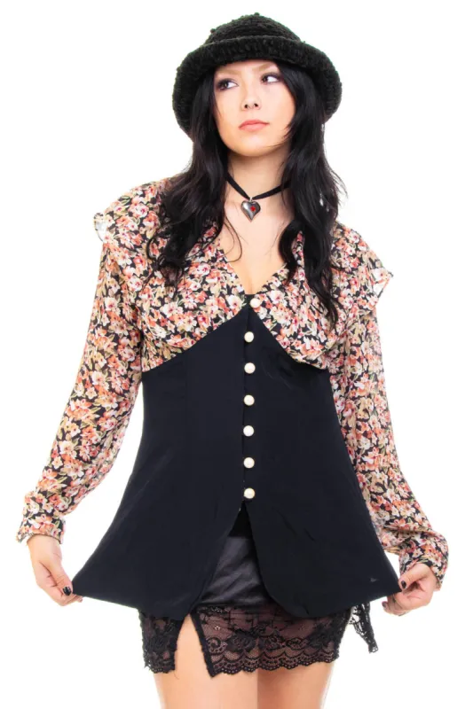 Vintage 90's Floral Button Me Up Blouse - S/M sold by Tunnel Vision