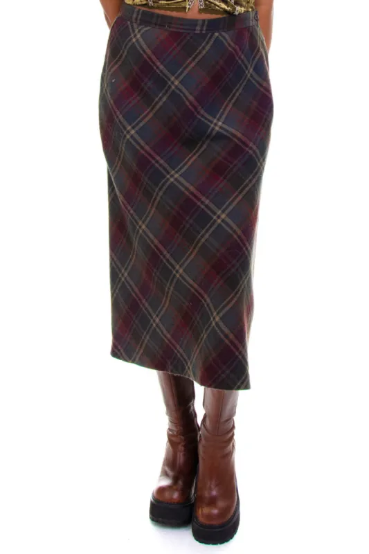 Vintage 90's Grunge Plaid Maxi Skirt - L sold by Tunnel Vision
