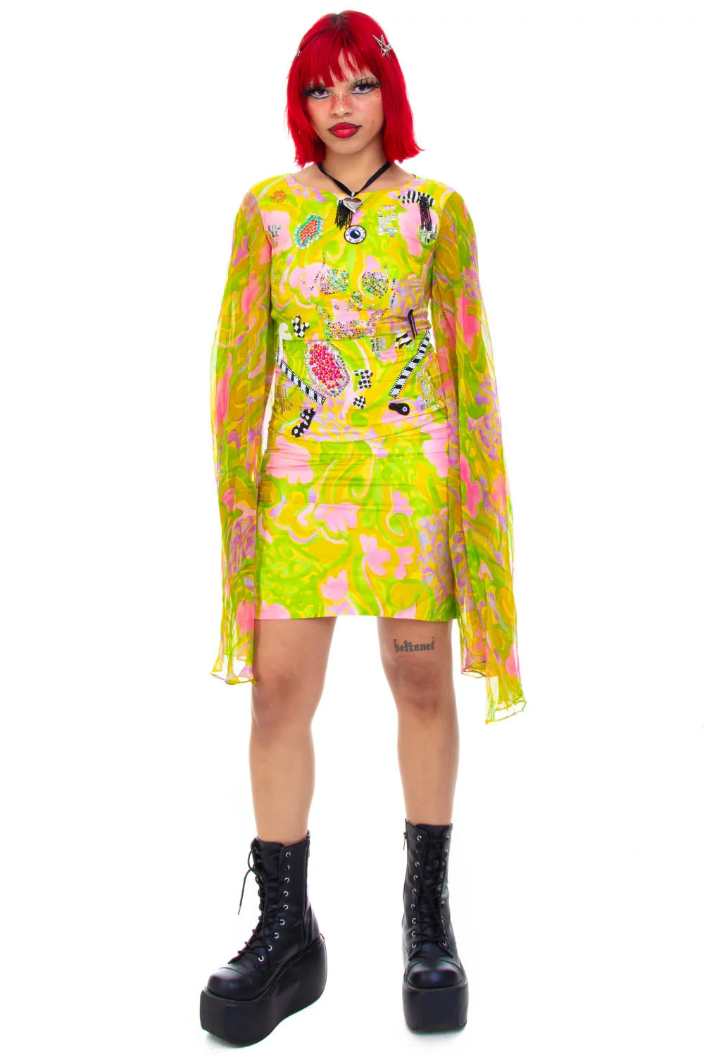 Vintage 80's Libertine Trippy Silk Decorative Dress - M sold by Tunnel Vision product image thumbnail 2