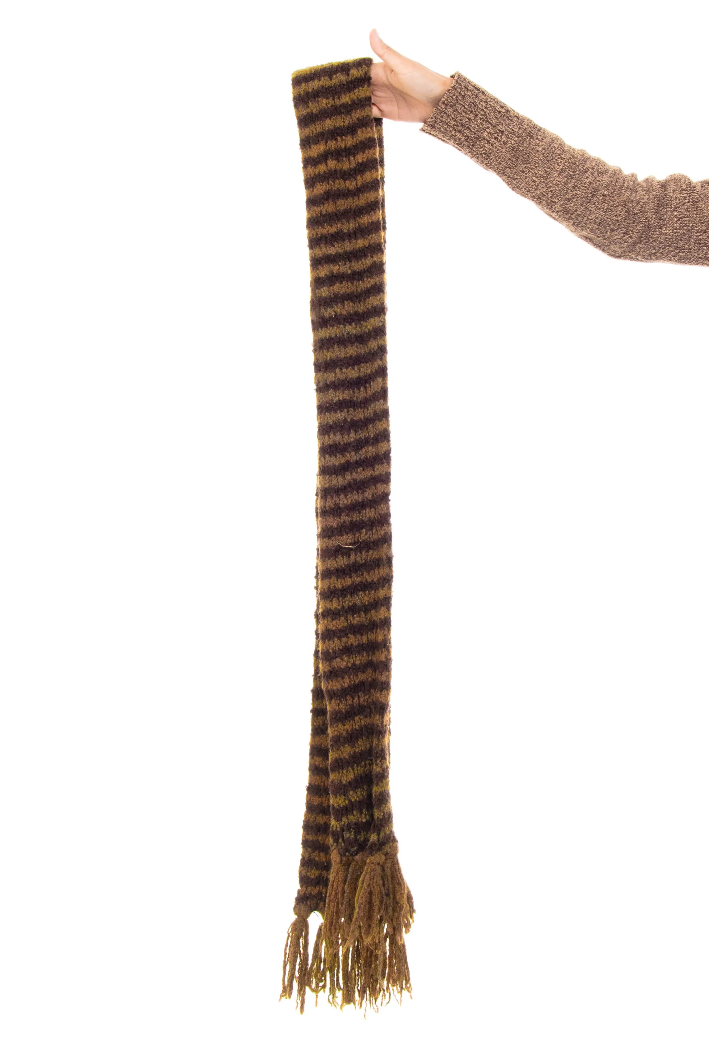 Vintage Y2K Grunge Stripe Knit Tassel Scarf sold by Tunnel Vision
