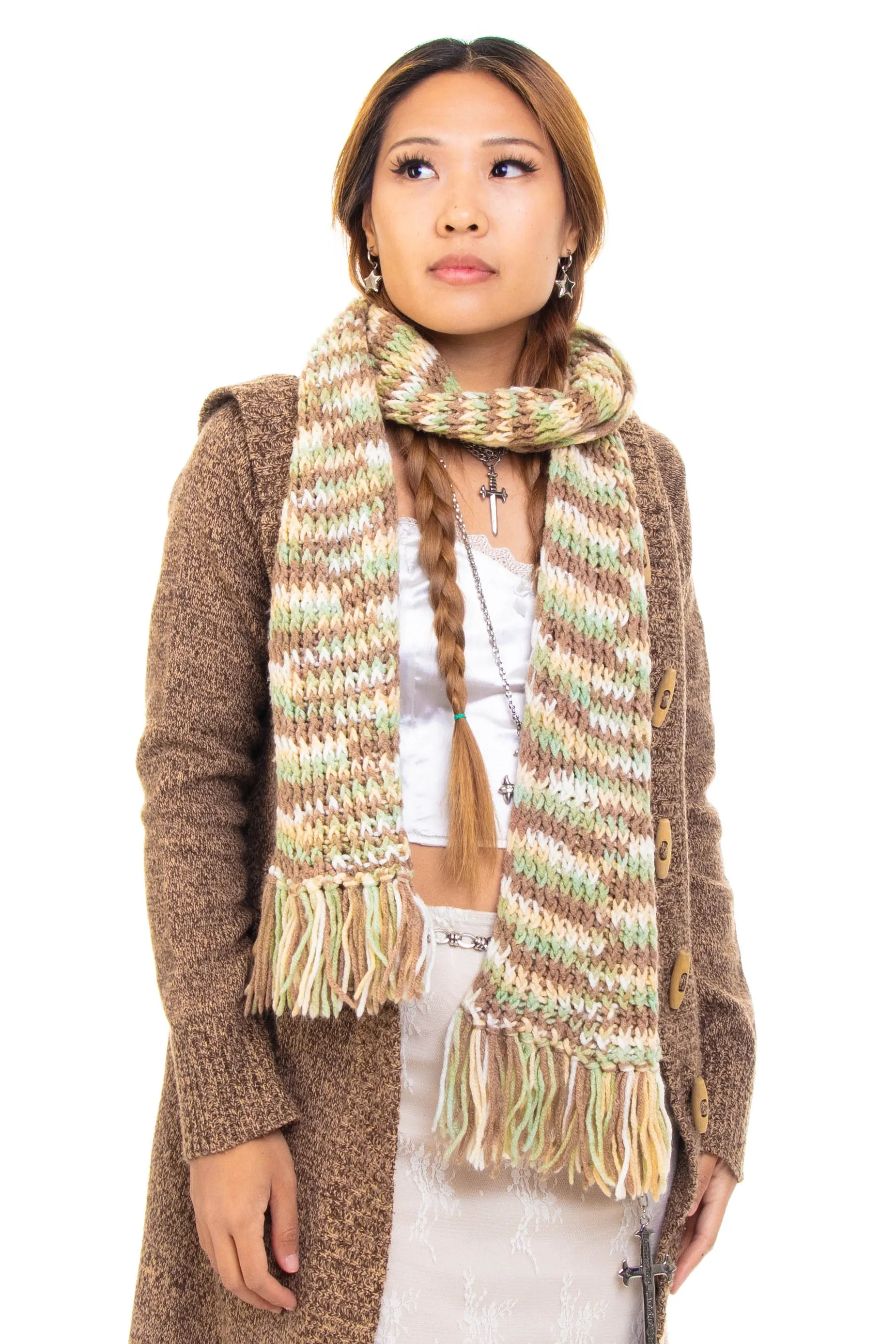 Vintage Y2K Pastel Stripe Knit Tassel Scarf sold by Tunnel Vision product image thumbnail 2
