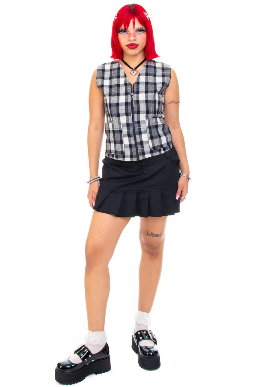 Vintage 90's Plaid Zip Up Tank - M sold by Tunnel Vision product image thumbnail 2