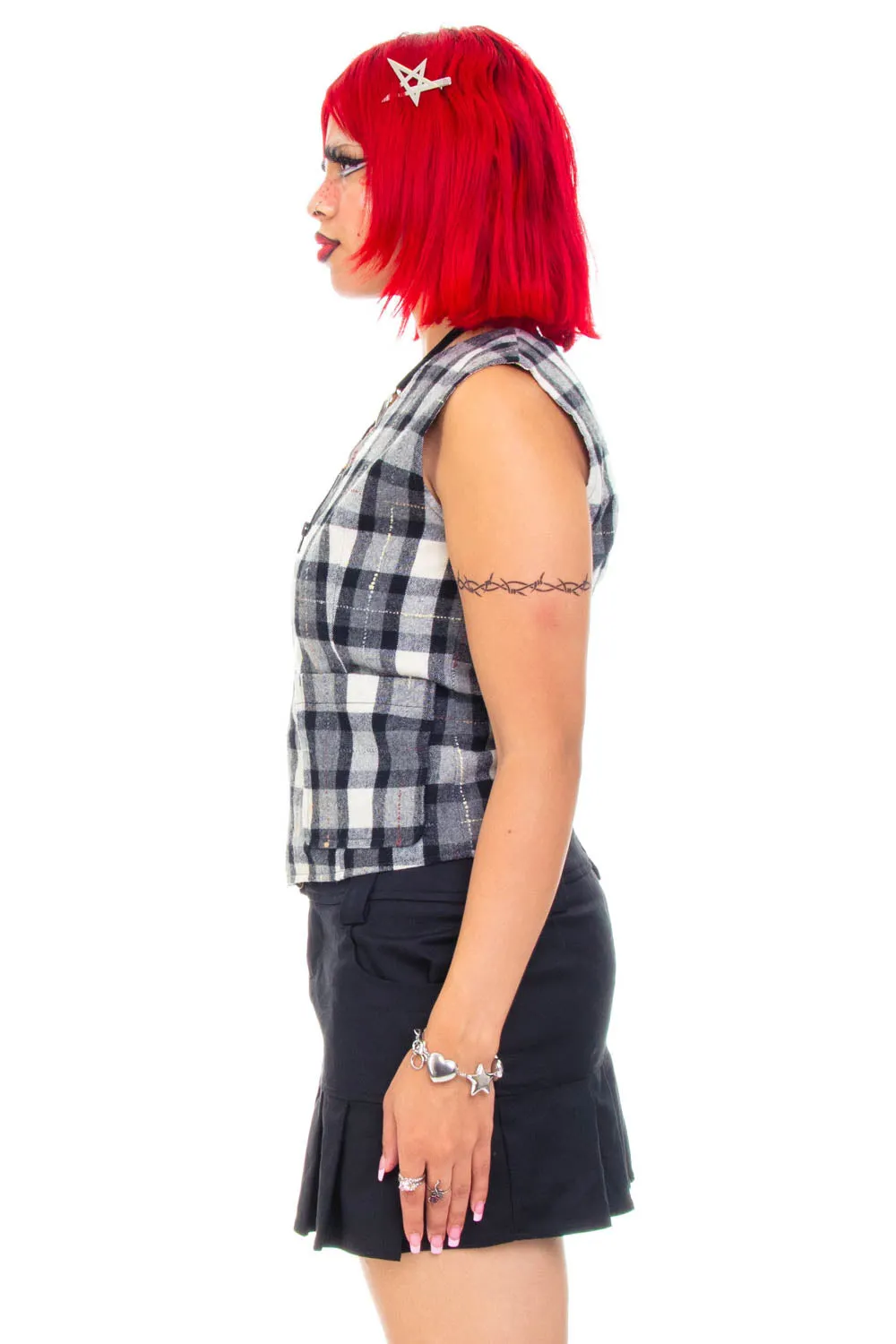 Vintage 90's Plaid Zip Up Tank - M sold by Tunnel Vision product image thumbnail 4