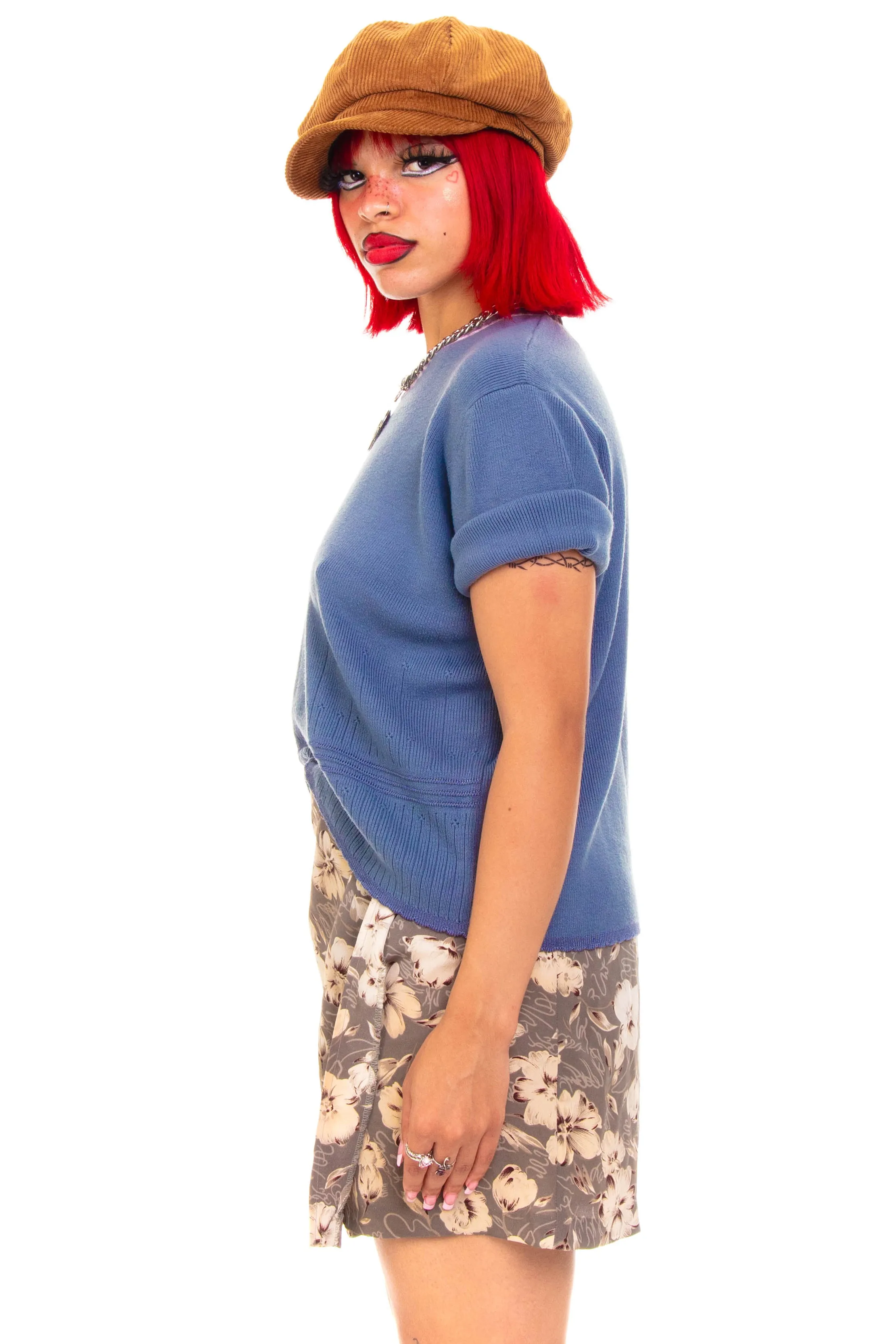 Vintage 90's Melancholic Blue Knit top - OSFM sold by Tunnel Vision product image thumbnail 4