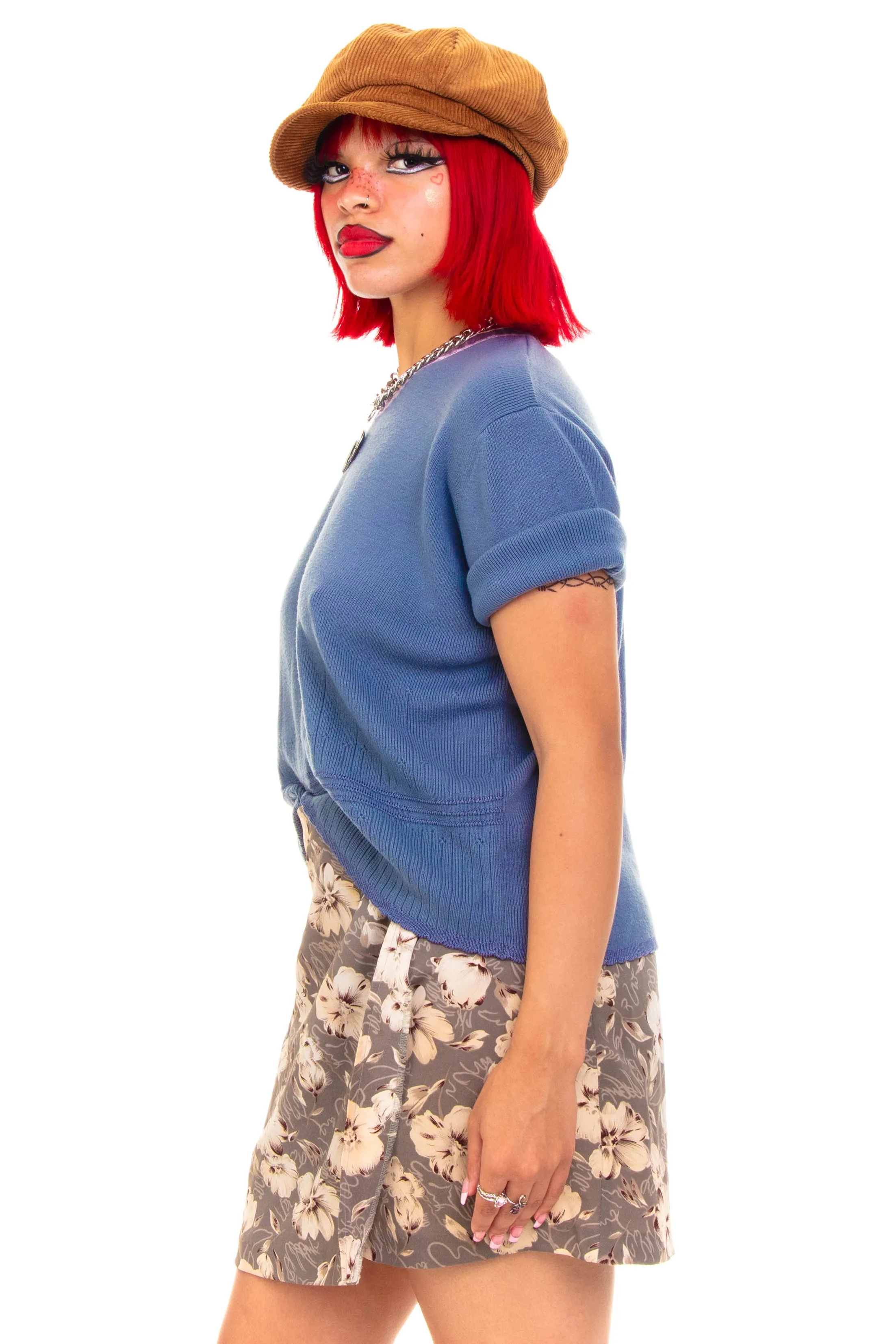 Vintage 90's Melancholic Blue Knit top - OSFM sold by Tunnel Vision product image thumbnail 3