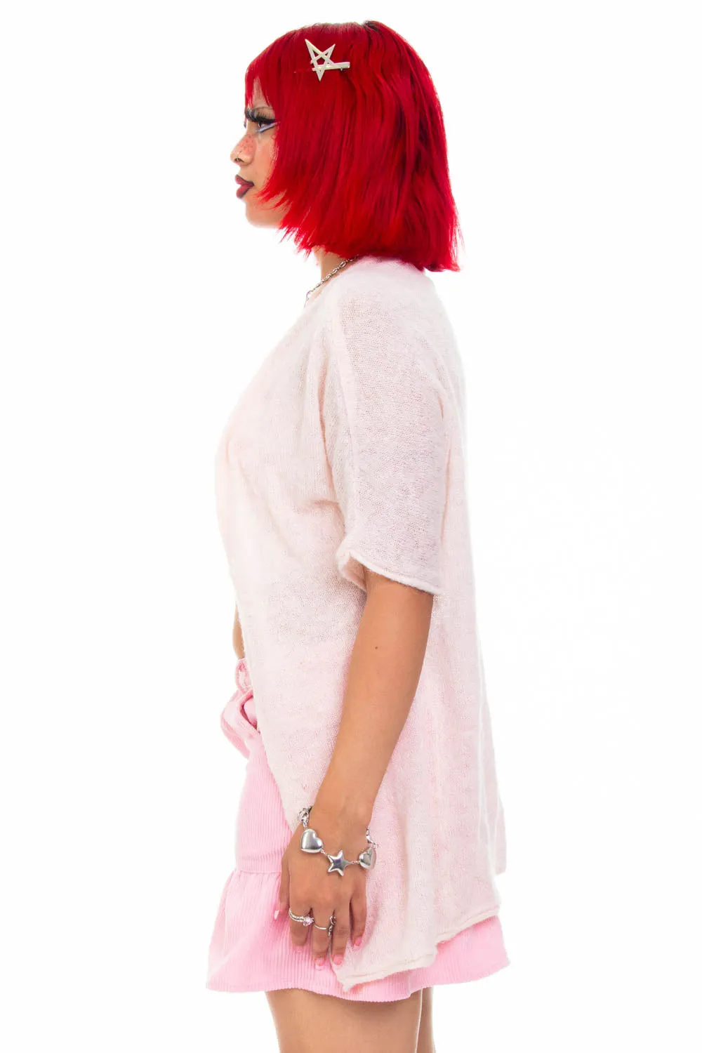Vintage Y2K Pale Pink Knit Cardigan - OSFM sold by Tunnel Vision product image thumbnail 5