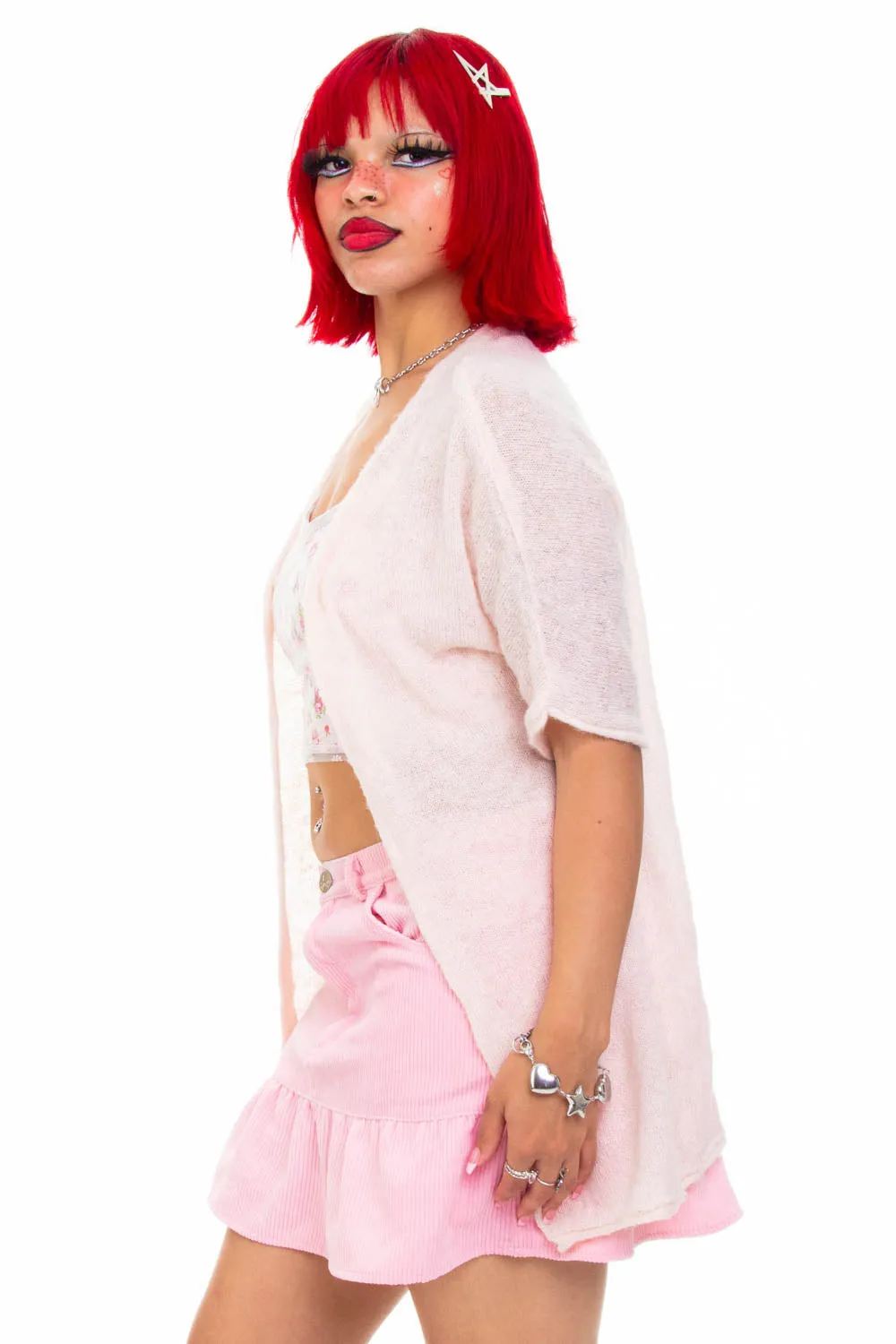 Vintage Y2K Pale Pink Knit Cardigan - OSFM sold by Tunnel Vision product image thumbnail 4