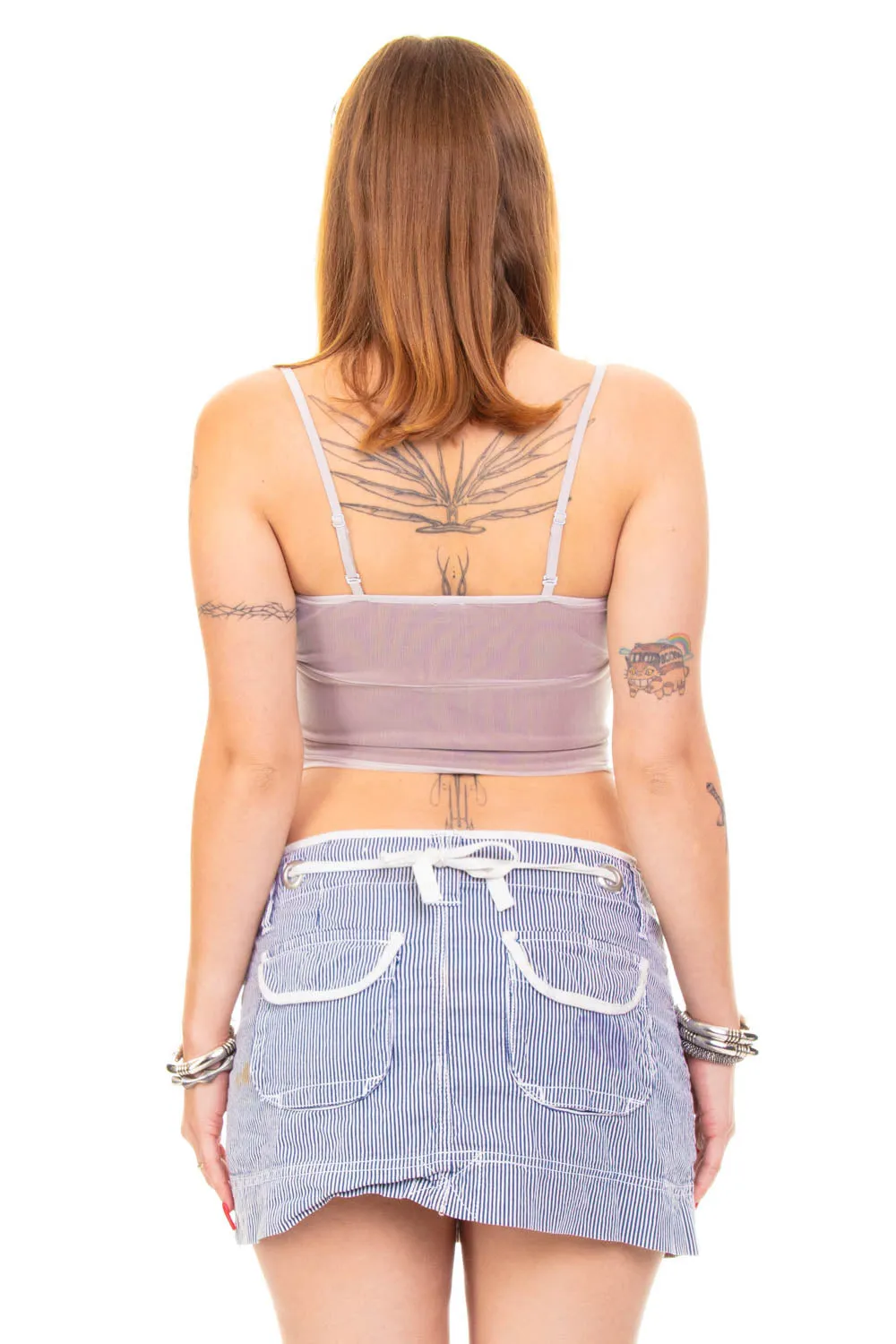 Vintage Y2K Stripe Blue Mini Tie Skirt - S/M sold by Tunnel Vision product image thumbnail 5