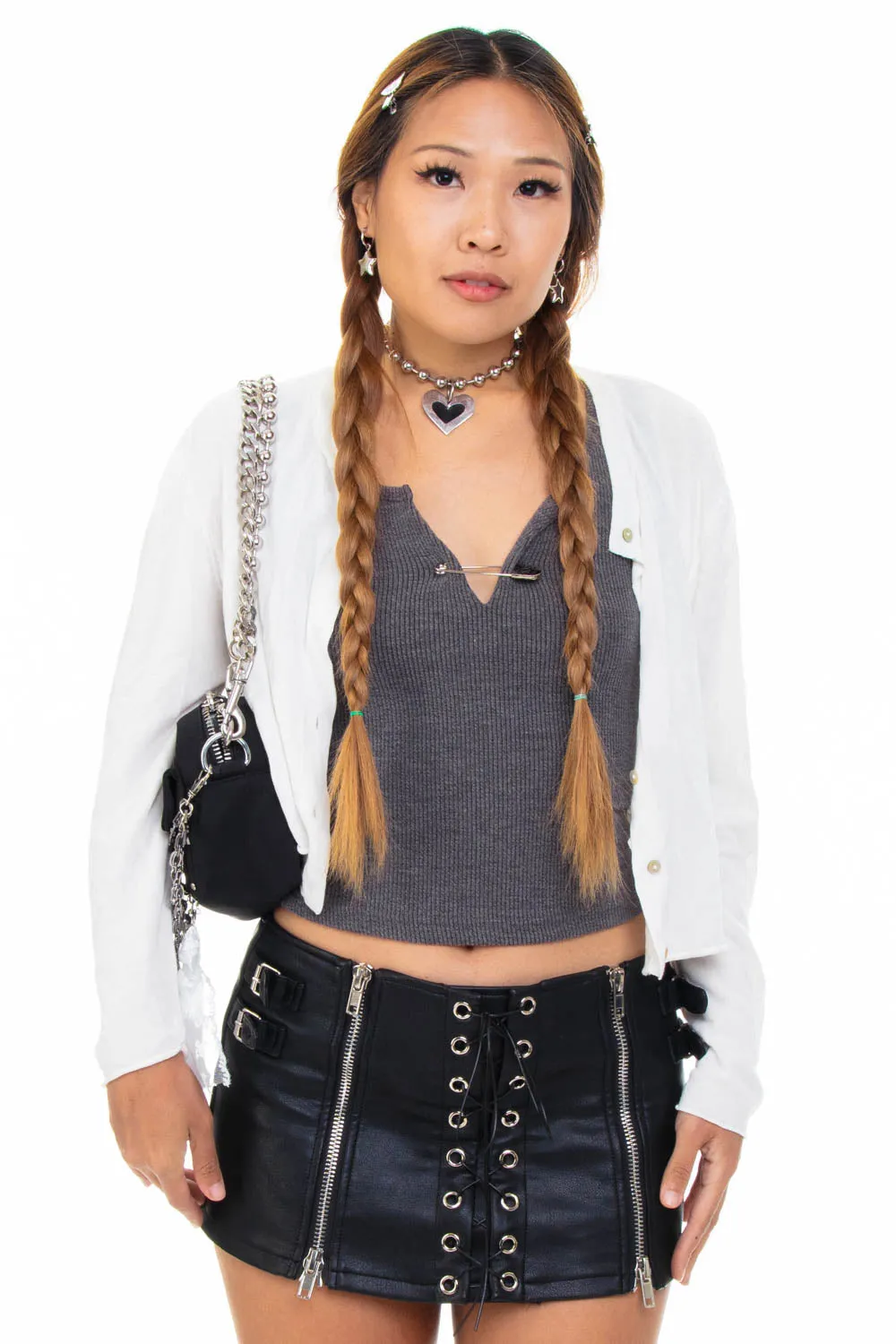 Vintage Y2K White Crop Button Up Cardigan - XS/S sold by Tunnel Vision