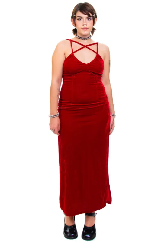 Vintage Y2K Vampy Velvet Vixen Tank Maxi Dress - M/L sold by Tunnel Vision