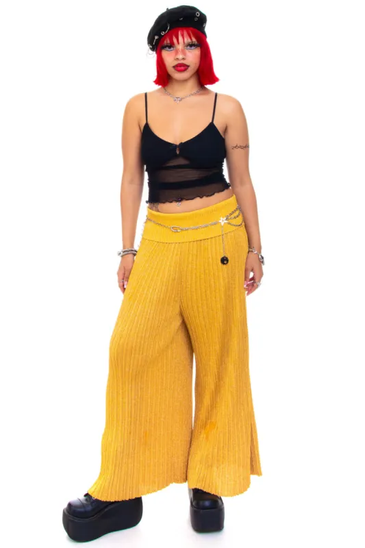 Vintage Y2K Golden Pleated Pants - S/M sold by Tunnel Vision