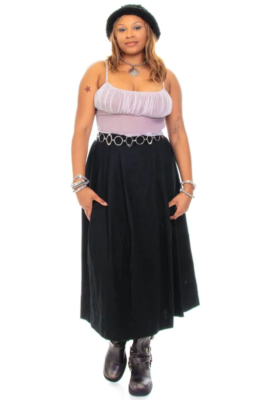 Vintage 70's Union Made Wool Black Maxi Skirt - L sold by Tunnel Vision