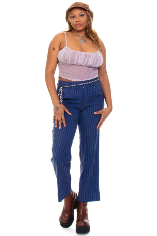 Vintage 90's Moody Blue Stripe Trousers - L/XL sold by Tunnel Vision