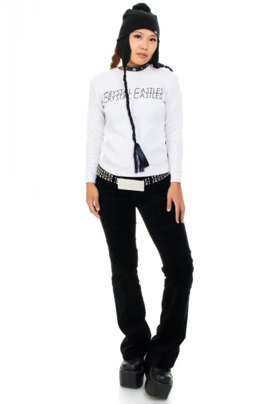 Vintage Y2K Black Velvet Low Rise Flare Pants - S sold by Tunnel Vision