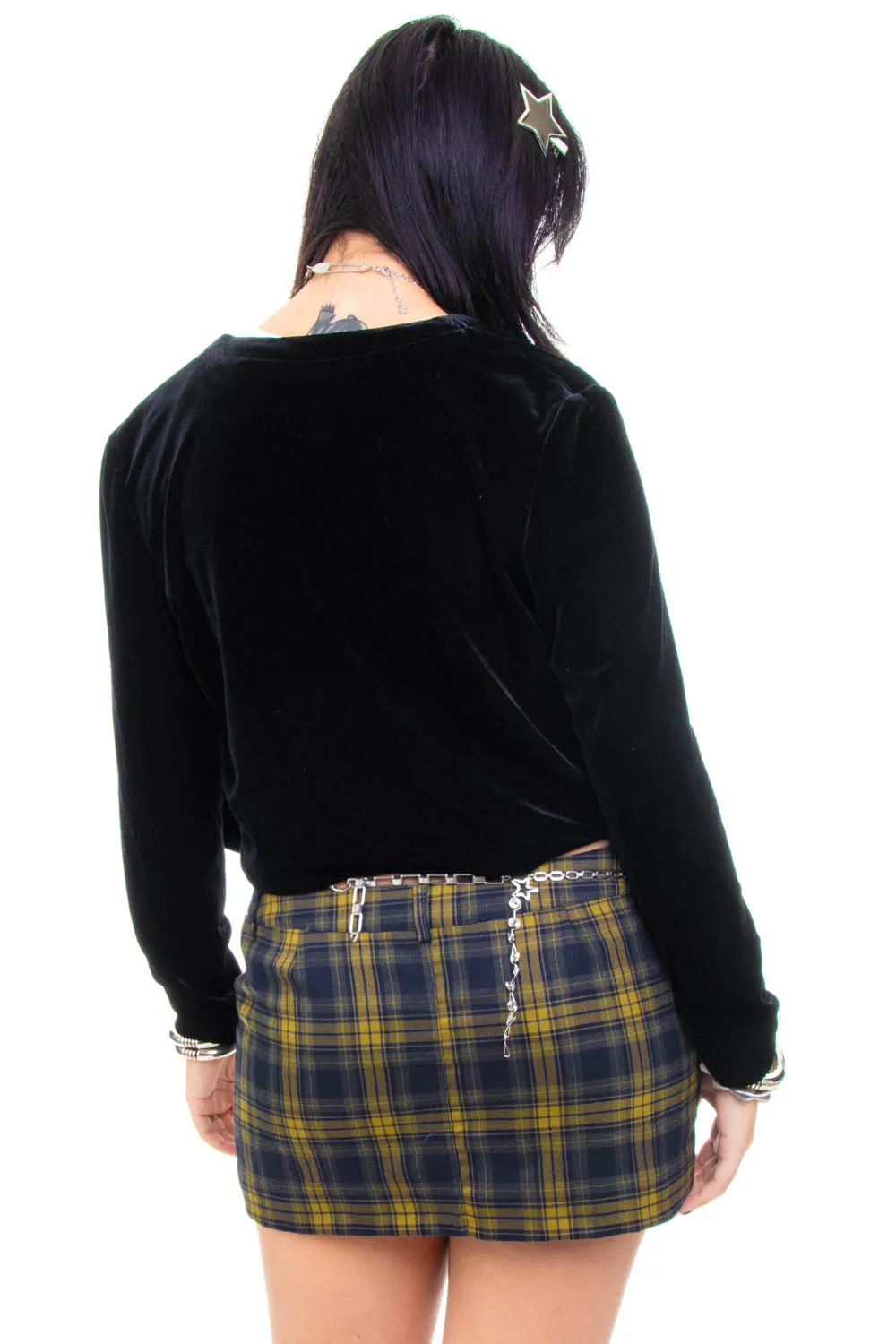 Vintage 90's Black Velvet Long-Sleeve Cardigan - S/M/L sold by Tunnel Vision product image thumbnail 5