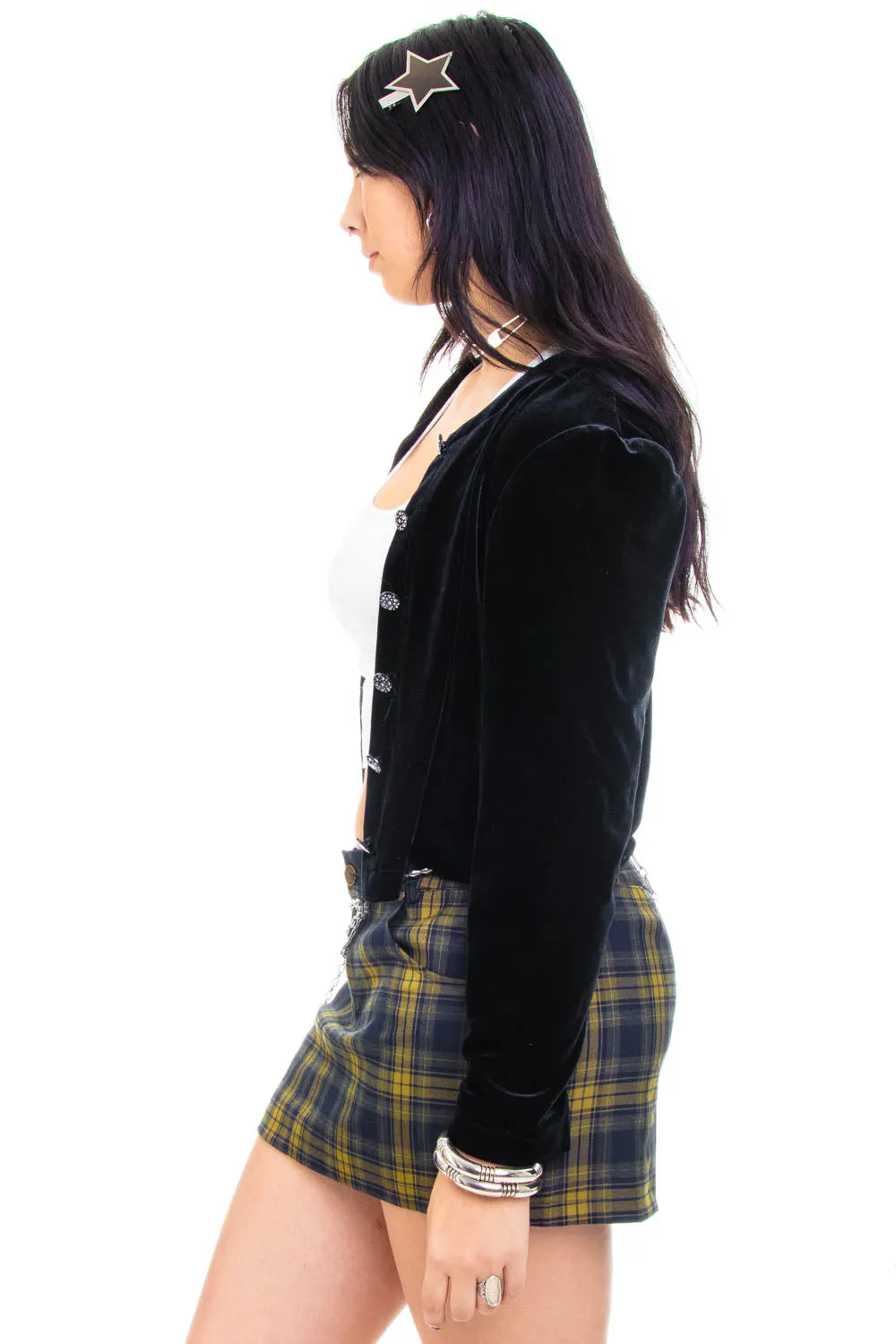 Vintage 90's Black Velvet Long-Sleeve Cardigan - S/M/L sold by Tunnel Vision product image thumbnail 4