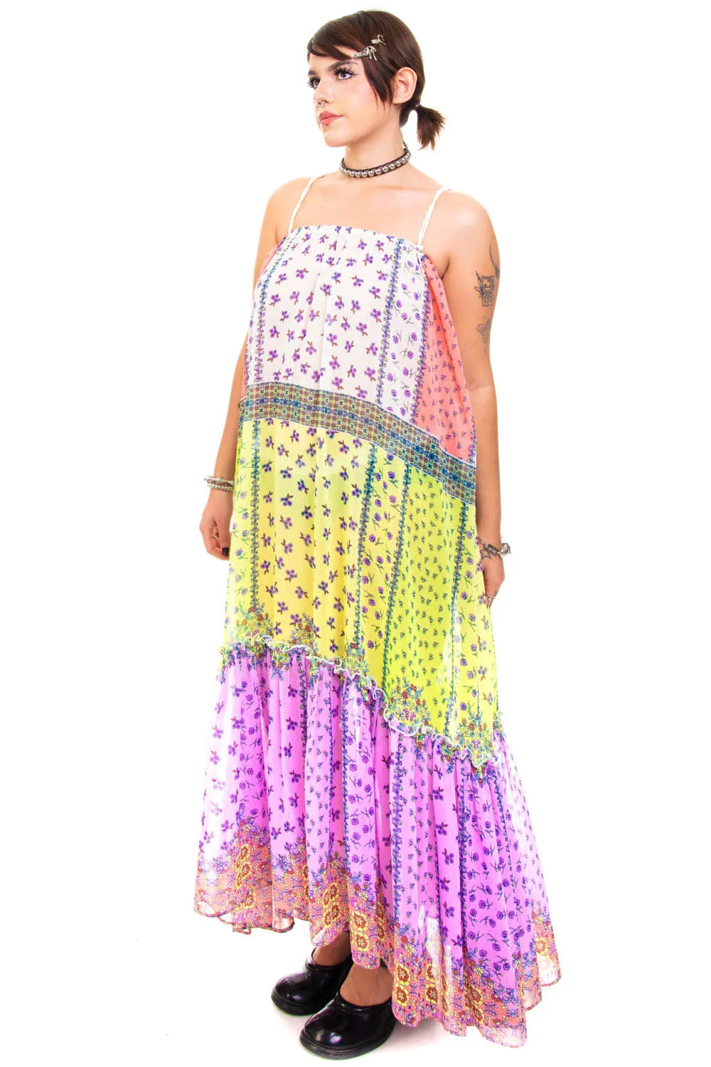 Vintage Y2K Sheer Floral Patchwork Tank Dress - S/M/L sold by Tunnel Vision product image thumbnail 3
